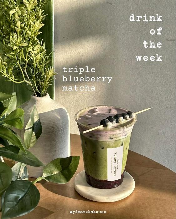 Matcha House post: triple blueberry matcha