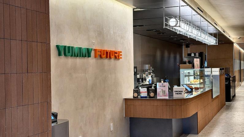 The Palo Alto store interior with the Yummy Future wordmark on the wall